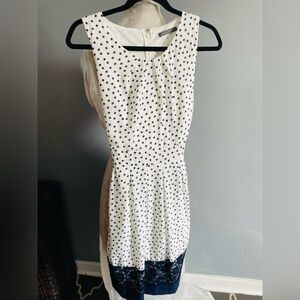 Suzy Shier White/navy Polkadot Dress
